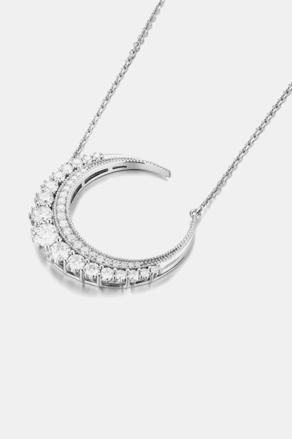 1.8 Carat Moissanite Crescent Moon Shape Pendant Necklace BLUE ZONE PLANET