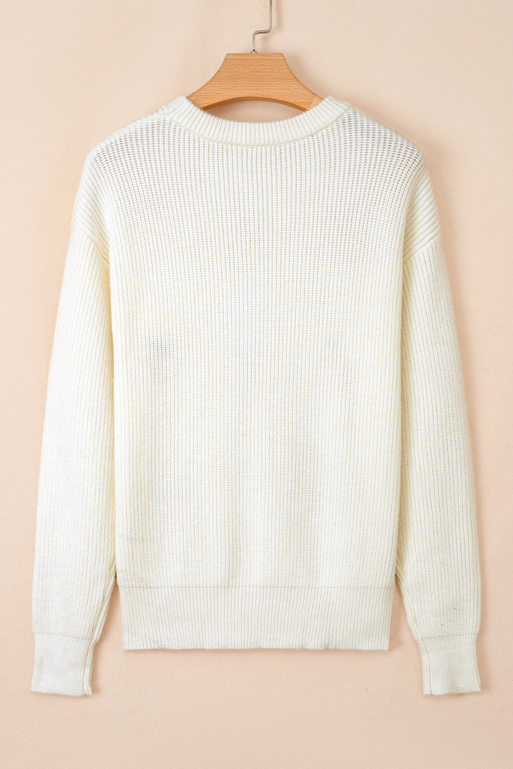 Beige Pumpkin Embroidered Ribbed Thanksgiving Halloween Holiday Sweater-Sweaters & Cardigans/Sweaters-[Adult]-[Female]-2022 Online Blue Zone Planet