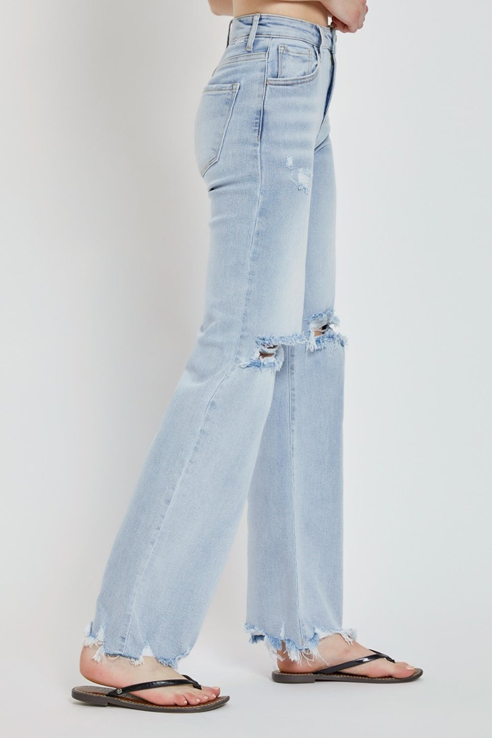 Blue Zone Planet | RISEN Full Size High Rise Distressed Wide Leg Jeans-TOPS / DRESSES-[Adult]-[Female]-2022 Online Blue Zone Planet