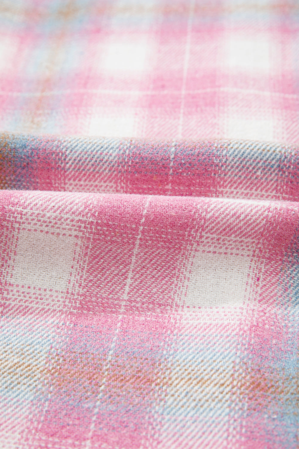 Pink Brushed Plaid Corduroy Flap Pockets Patchwork Shacket-Outerwear/Plaid Shackets-[Adult]-[Female]-2022 Online Blue Zone Planet