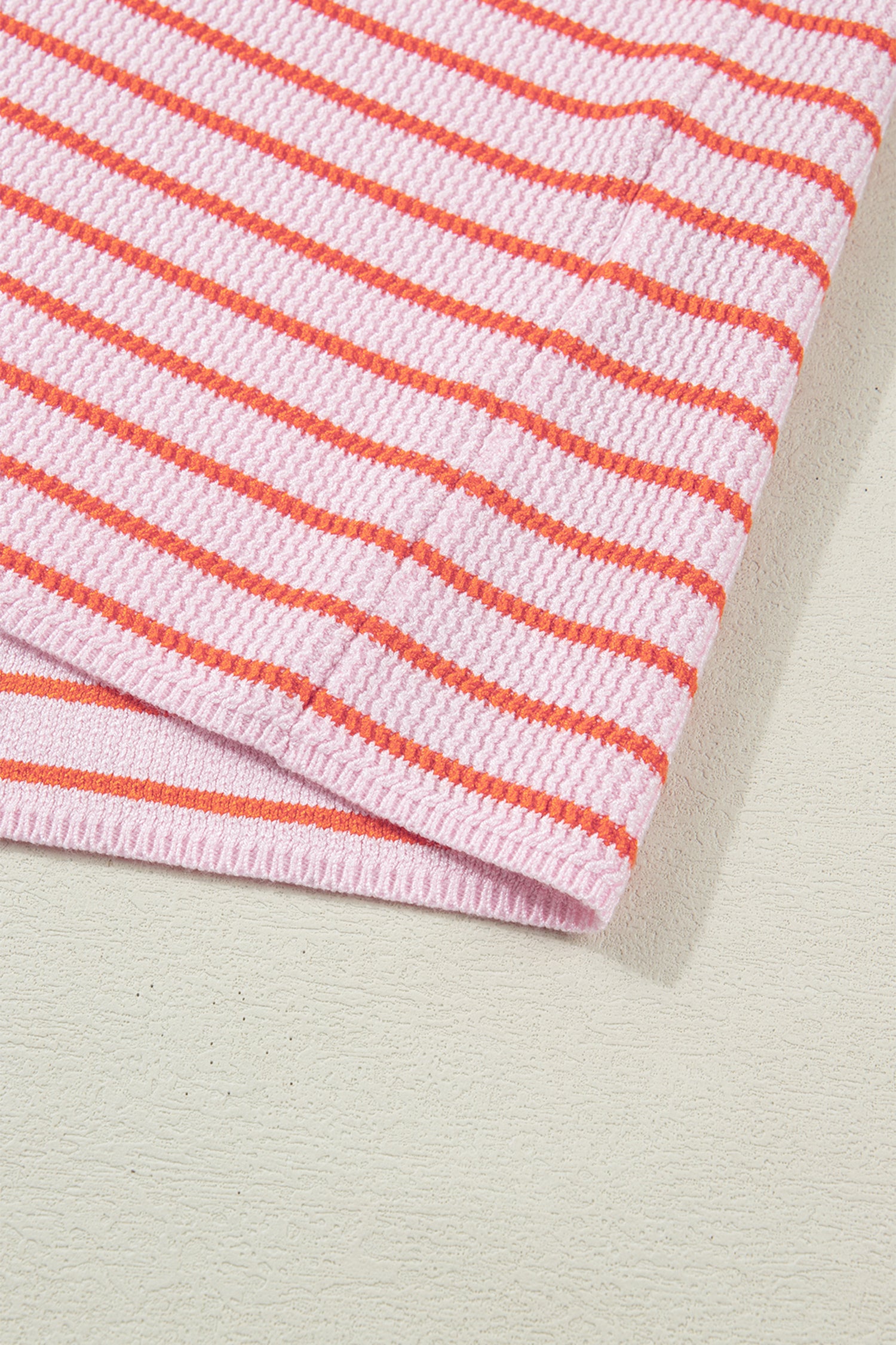 Pink Stripe Textured Knit Sleeveless Casual Sweater Top-TOPS / DRESSES-[Adult]-[Female]-2022 Online Blue Zone Planet