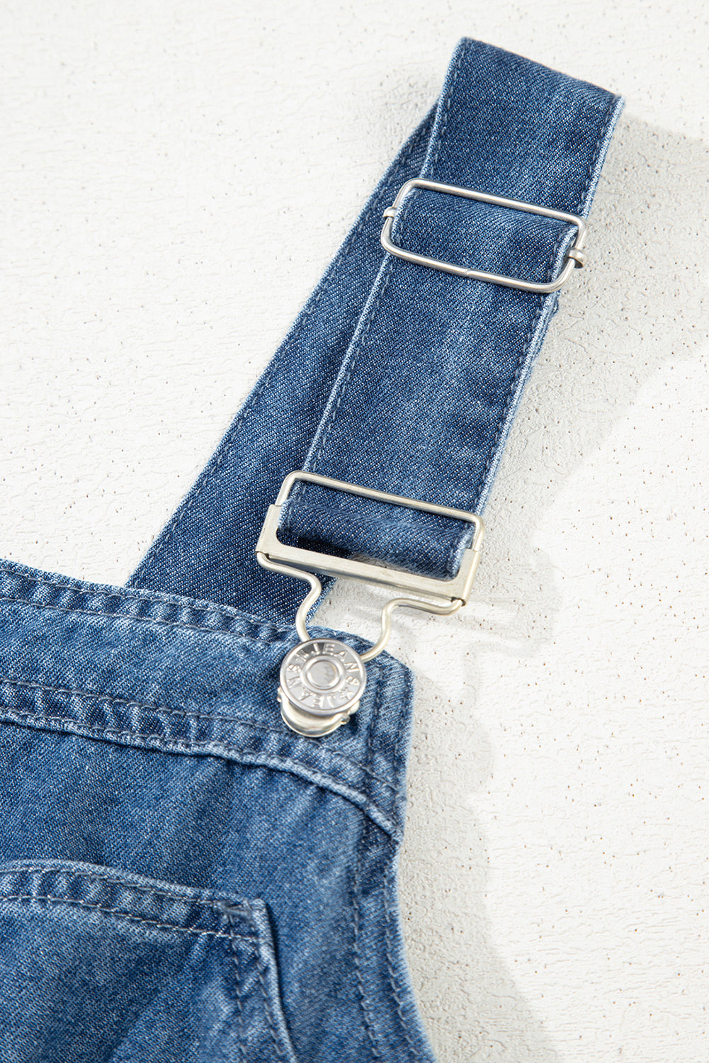 Sky Blue Buckle Straps Bib Style Drawstring Tied Backless Flared Denim Romper-Bottoms/Jumpsuits & Rompers-[Adult]-[Female]-2022 Online Blue Zone Planet