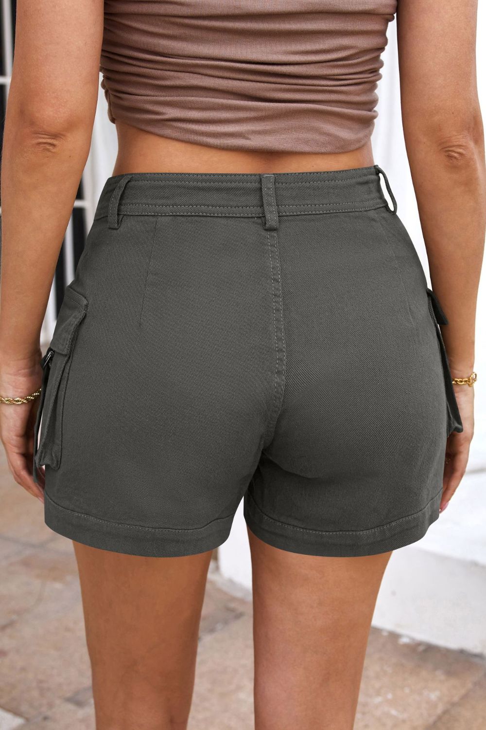 High Waist Shorts with Pockets-BOTTOMS SIZES SMALL MEDIUM LARGE-[Adult]-[Female]-2022 Online Blue Zone Planet