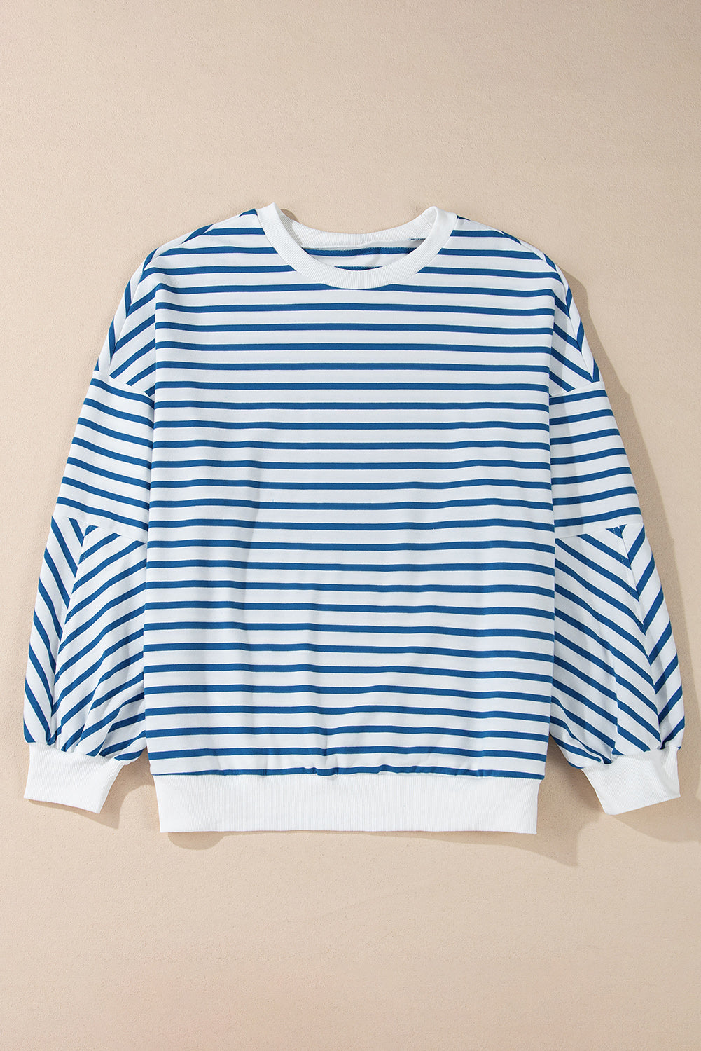 Blue Zone Planet | Striped Round Neck Long Sleeve Sweatshirt-TOPS / DRESSES-[Adult]-[Female]-2022 Online Blue Zone Planet