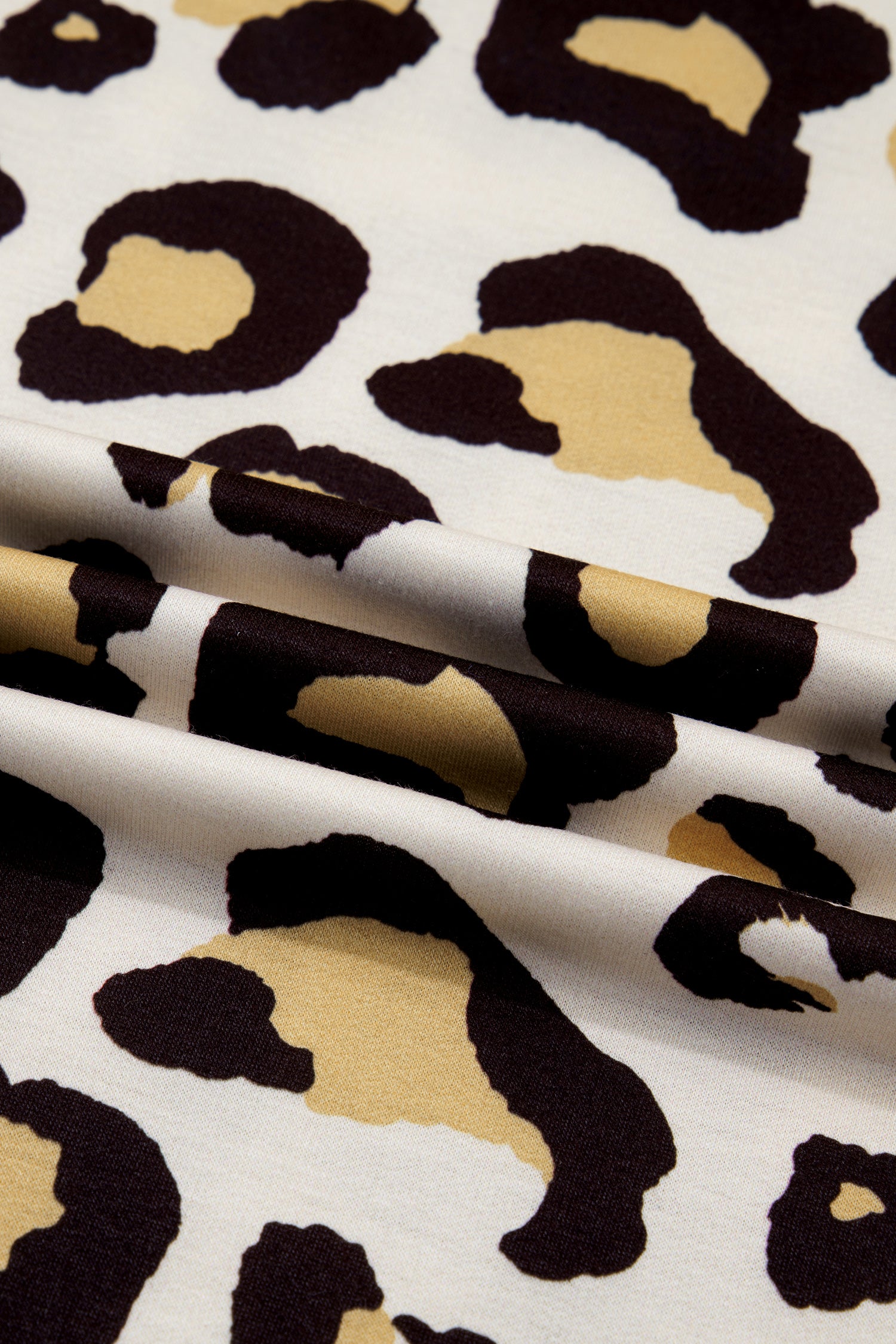 Khaki Leopard Long Sleeve Shift T Shirt Dress With Pockets-TOPS / DRESSES-[Adult]-[Female]-2022 Online Blue Zone Planet