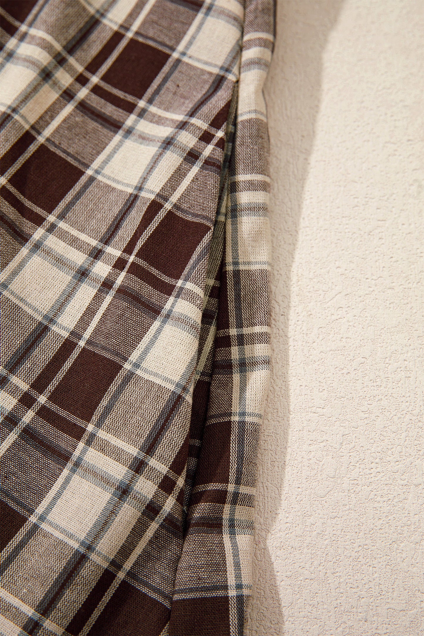 Brown Plaid Long Sleeve Short Shift Mini Dress-TOPS / DRESSES-[Adult]-[Female]-2022 Online Blue Zone Planet