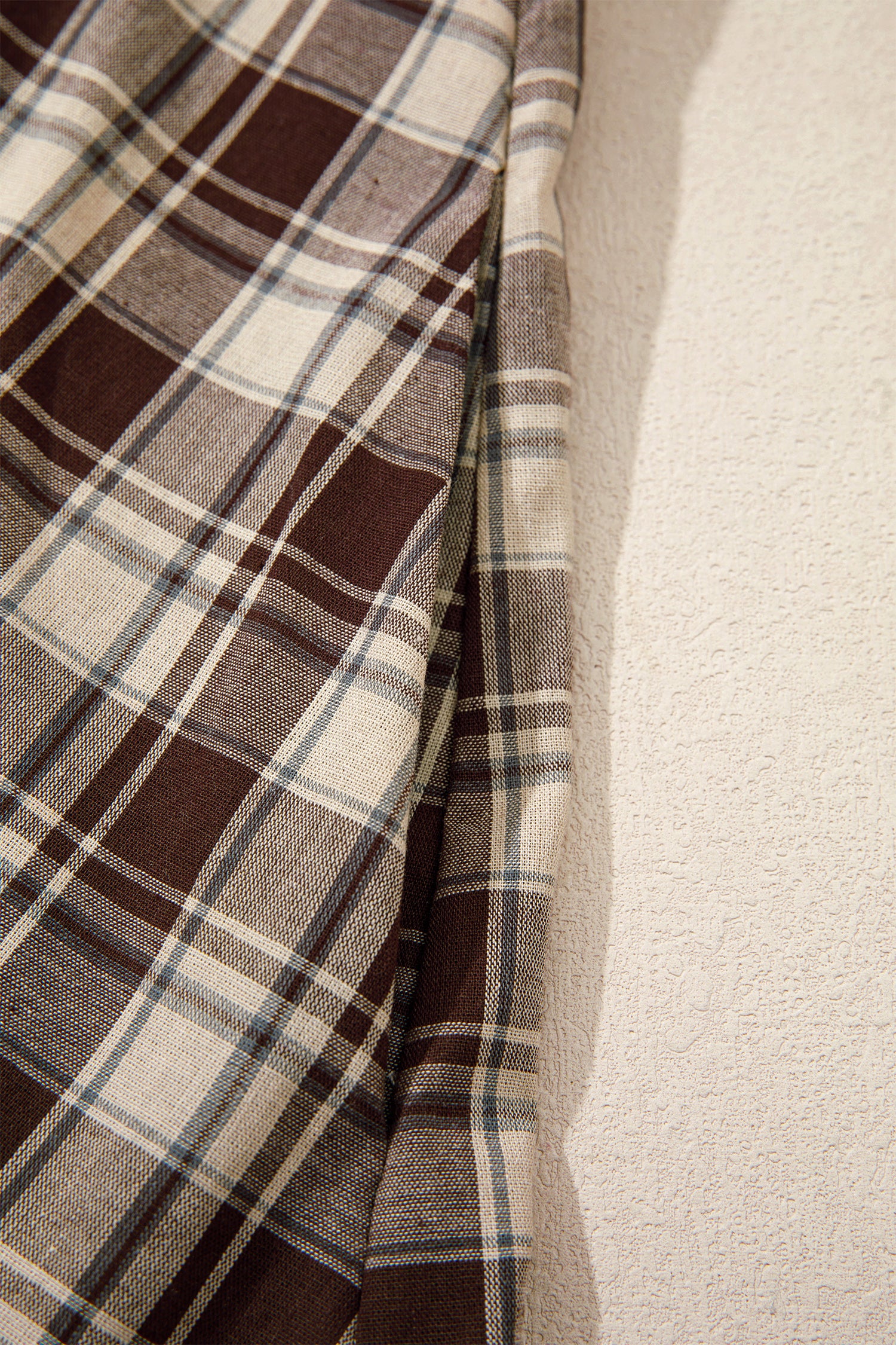 Brown Plaid Long Sleeve Short Shift Mini Dress-TOPS / DRESSES-[Adult]-[Female]-2022 Online Blue Zone Planet