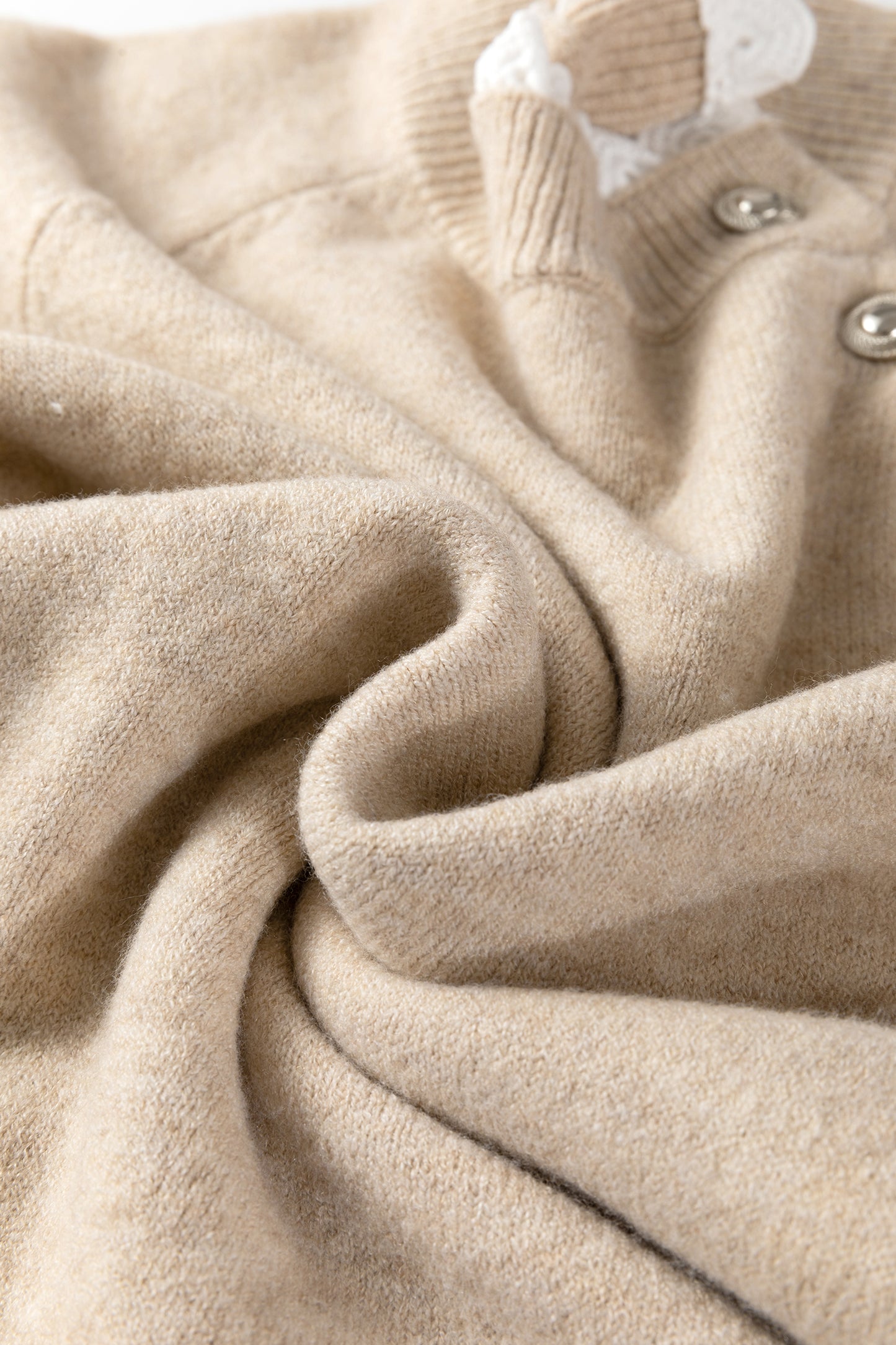 Parchment Button Lace Detail Raglan Sleeve Shift Mini Sweater Dress-TOPS / DRESSES-[Adult]-[Female]-2022 Online Blue Zone Planet