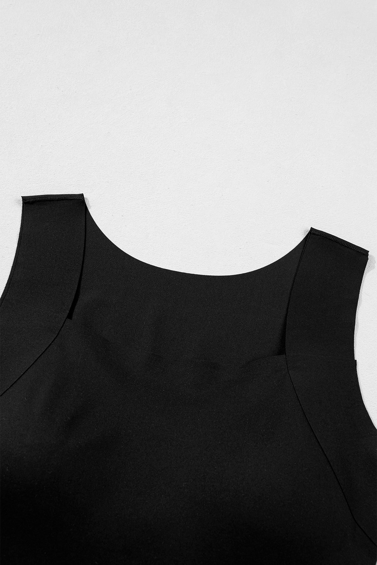 Black Solid Color Wide Strap Splicing Athleisure Tank Top-Tops/Tank Tops-[Adult]-[Female]-2022 Online Blue Zone Planet