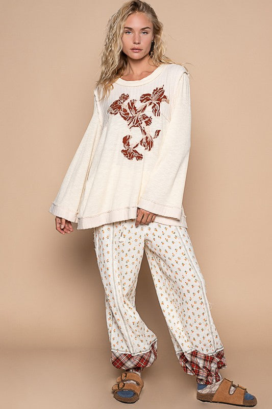 Blue Zone Planet | POL Embroidered Round Neck Long Sleeve Knit Top-TOPS / DRESSES-[Adult]-[Female]-2022 Online Blue Zone Planet