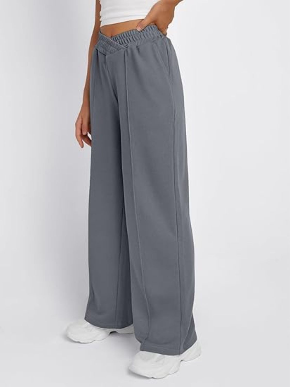 Blue Zone Planet | Elastic Waist Wide Leg Pants-BOTTOMS SIZES SMALL MEDIUM LARGE-[Adult]-[Female]-2022 Online Blue Zone Planet