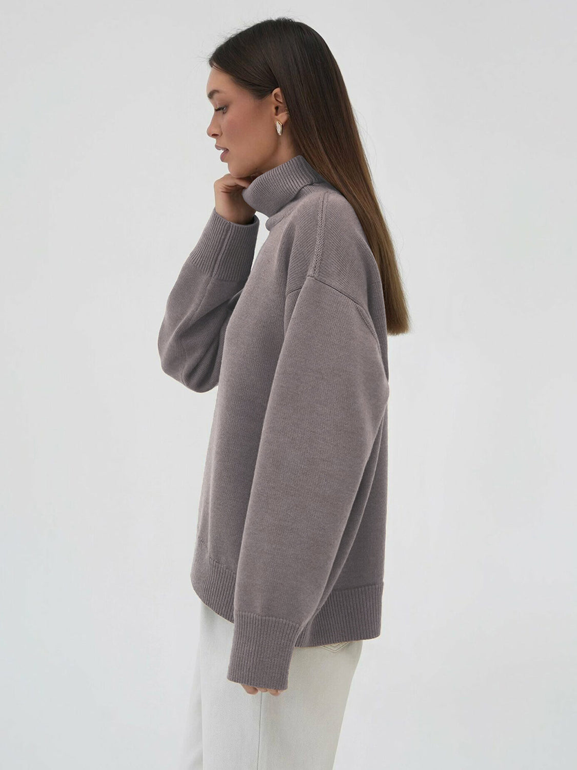 Turtleneck Long Sleeve Sweater-TOPS / DRESSES-[Adult]-[Female]-Mocha-S-2022 Online Blue Zone Planet