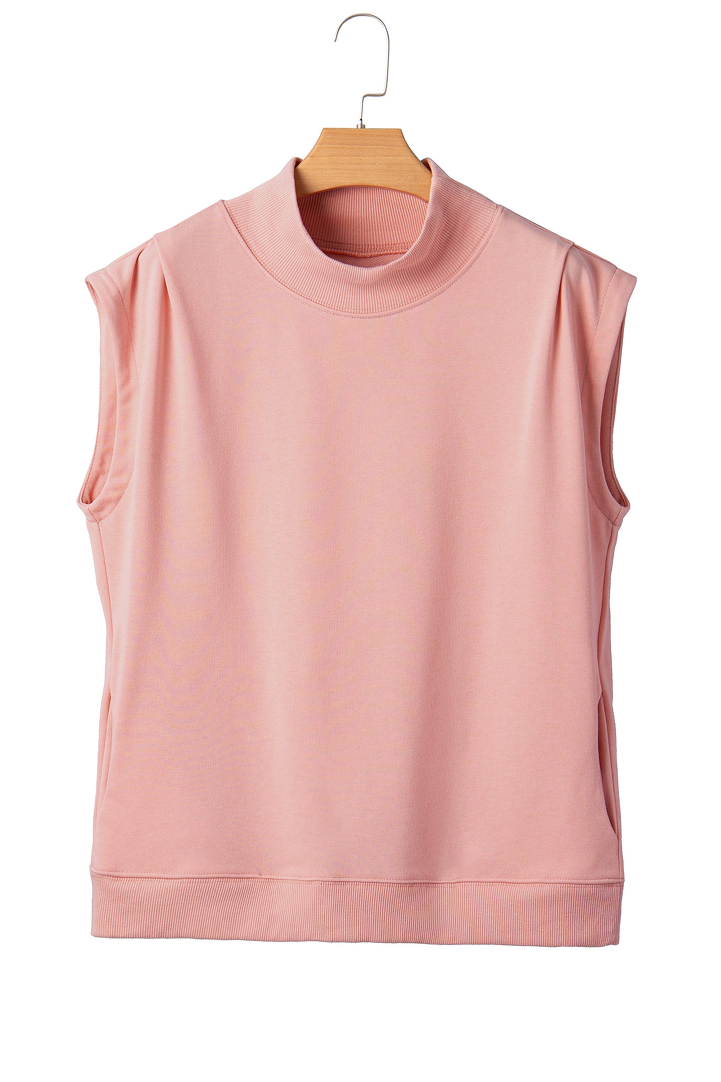 Black Solid Color High Neck Cap Sleeve Loose Top-Tops/Tops & Tees-[Adult]-[Female]-2022 Online Blue Zone Planet