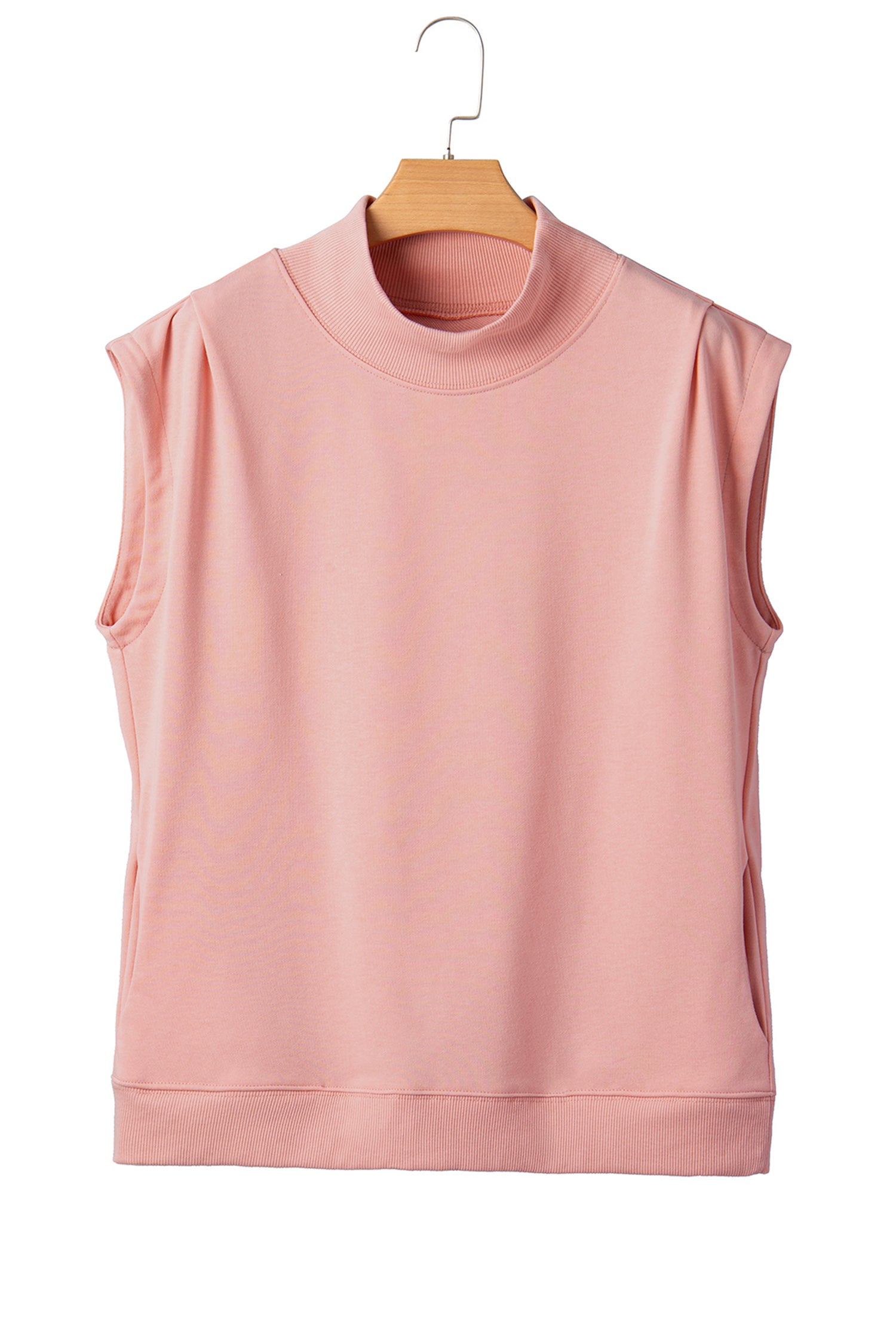 Black Solid Color High Neck Cap Sleeve Loose Top-Tops/Tops & Tees-[Adult]-[Female]-2022 Online Blue Zone Planet
