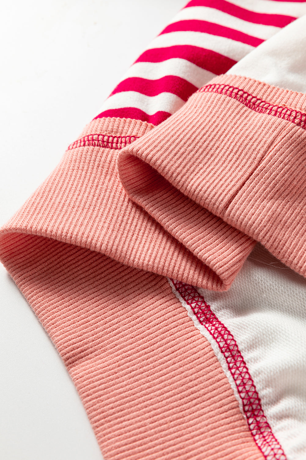 Red Stripe Color Block Patchwork Seam Detail Plus Size Sweatshirt-Plus Size/Plus Size Sweatshirts & Hoodies-[Adult]-[Female]-2022 Online Blue Zone Planet