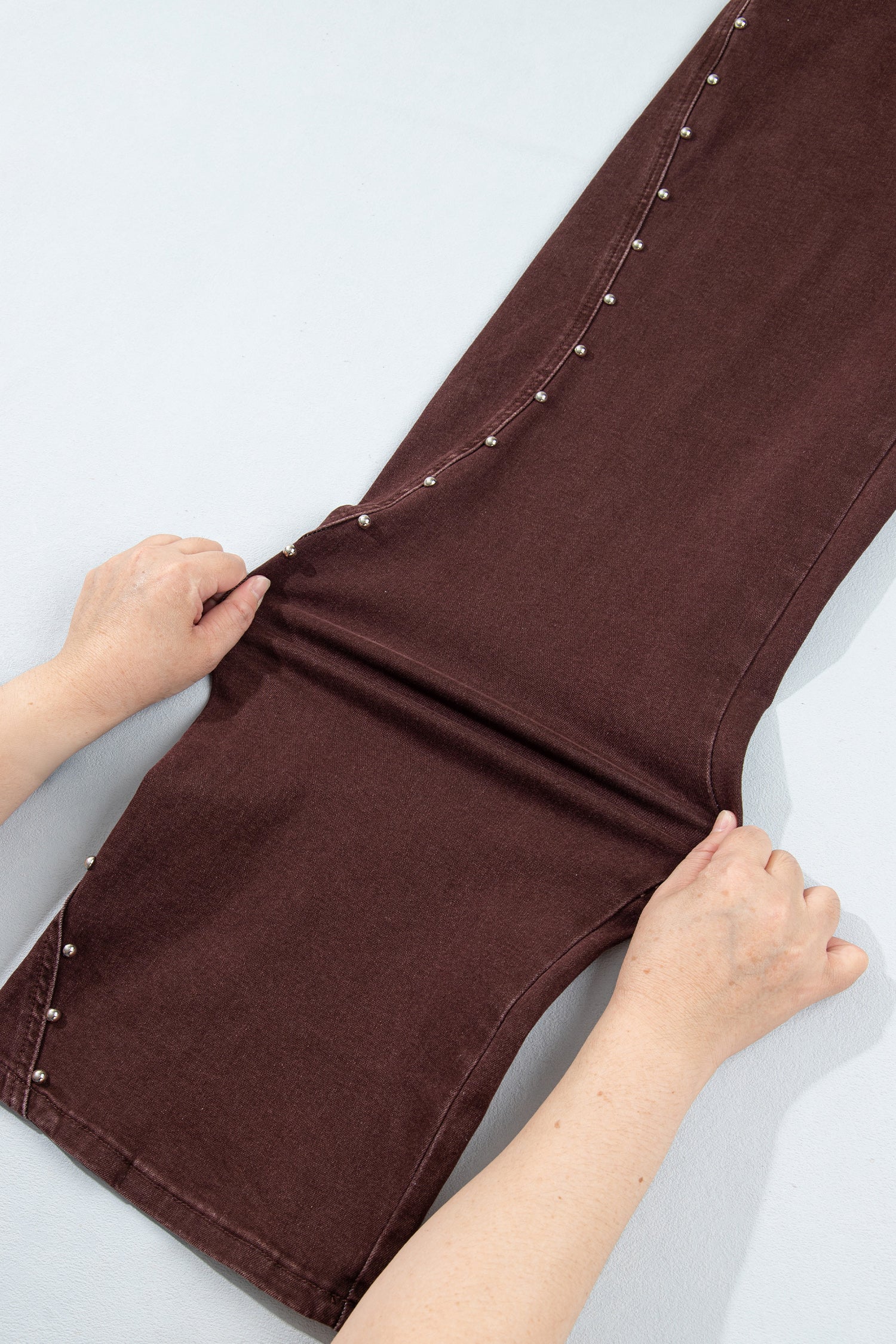 Dusk Blue Side Seam Rivet Detail Ankle Length Casual Jeans-Bottoms/Jeans-[Adult]-[Female]-2022 Online Blue Zone Planet