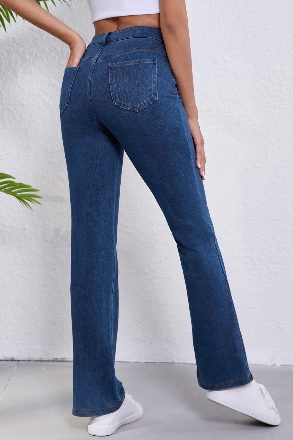 Ashleigh Blue Mid Waist Stretchy Knit Casual Bootcut Jeans-Bottoms/Jeans-[Adult]-[Female]-2022 Online Blue Zone Planet