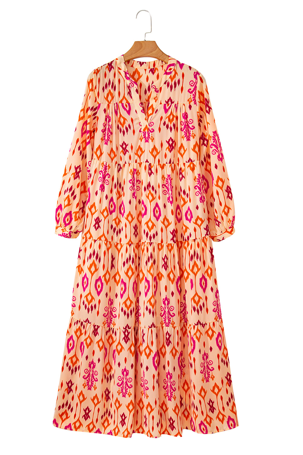 Blue Zone Planet | Orange Western Abstract Geometric Printed Maxi Dress-TOPS / DRESSES-[Adult]-[Female]-2022 Online Blue Zone Planet