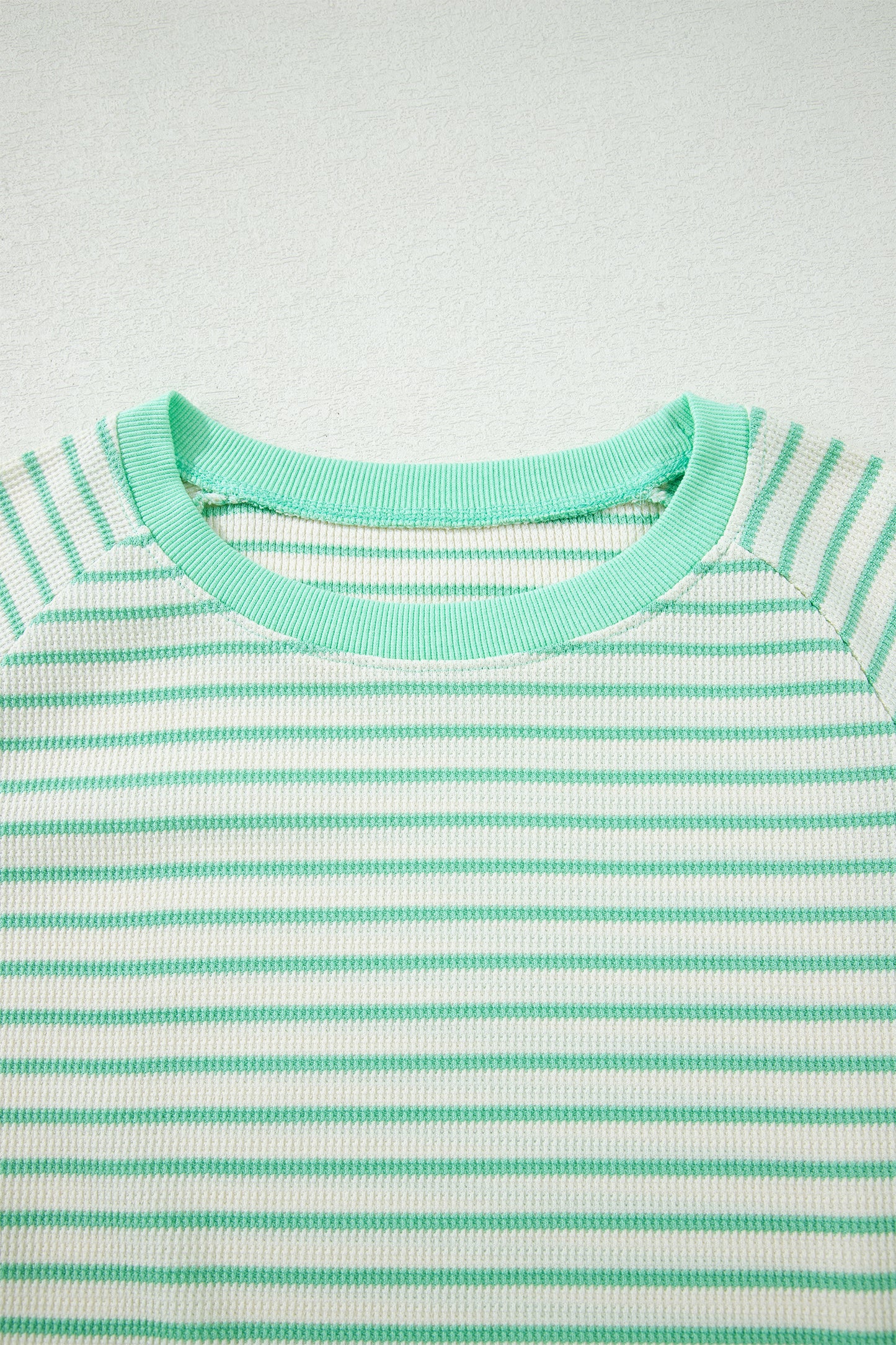 Green Stripe Colorblock Trim Round Neck Short Sleeve Tee-Tops/Tops & Tees-[Adult]-[Female]-2022 Online Blue Zone Planet