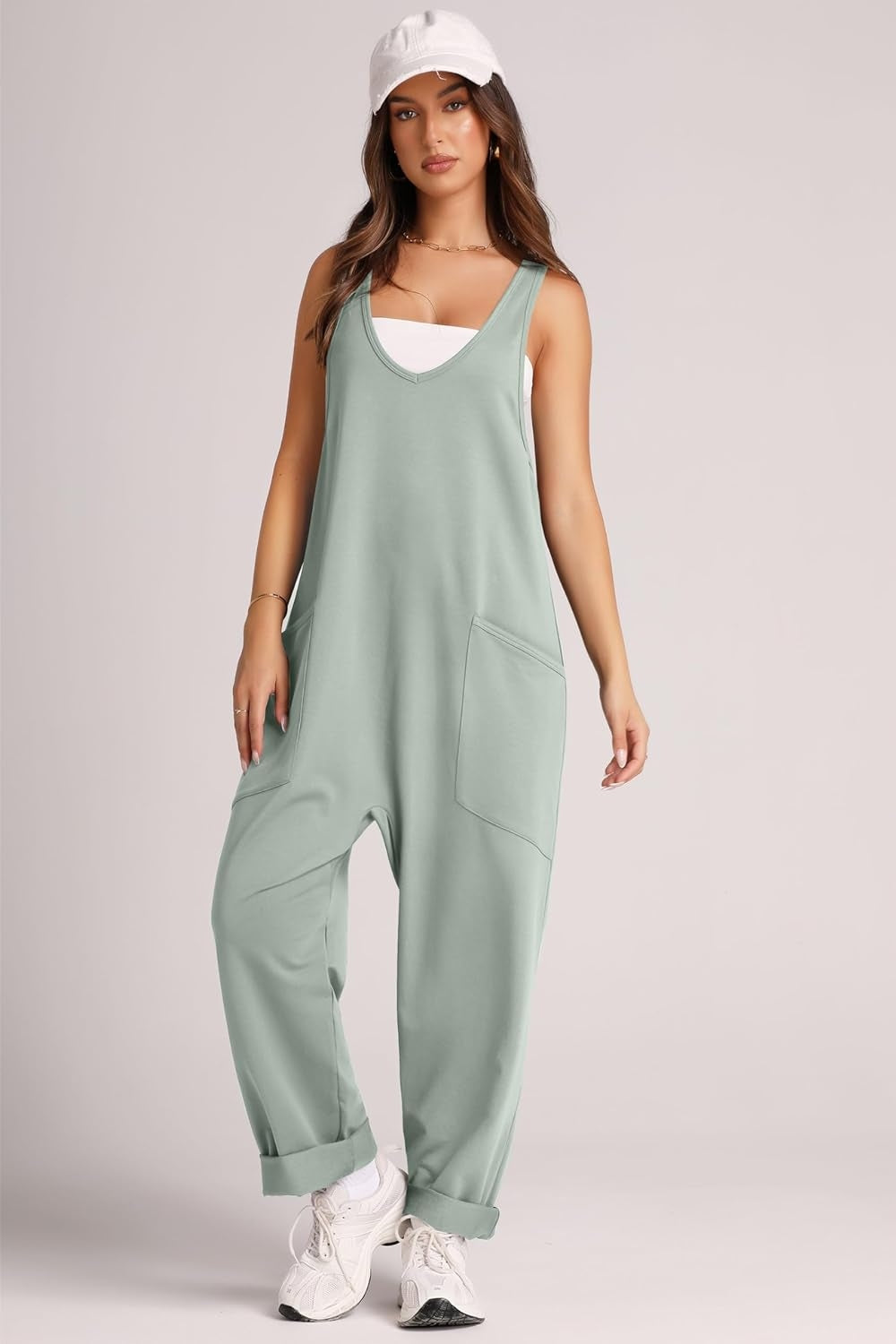 Blue Zone Planet | Wide Strap Jumpsuit with Pockets-TOPS / DRESSES-[Adult]-[Female]-2022 Online Blue Zone Planet