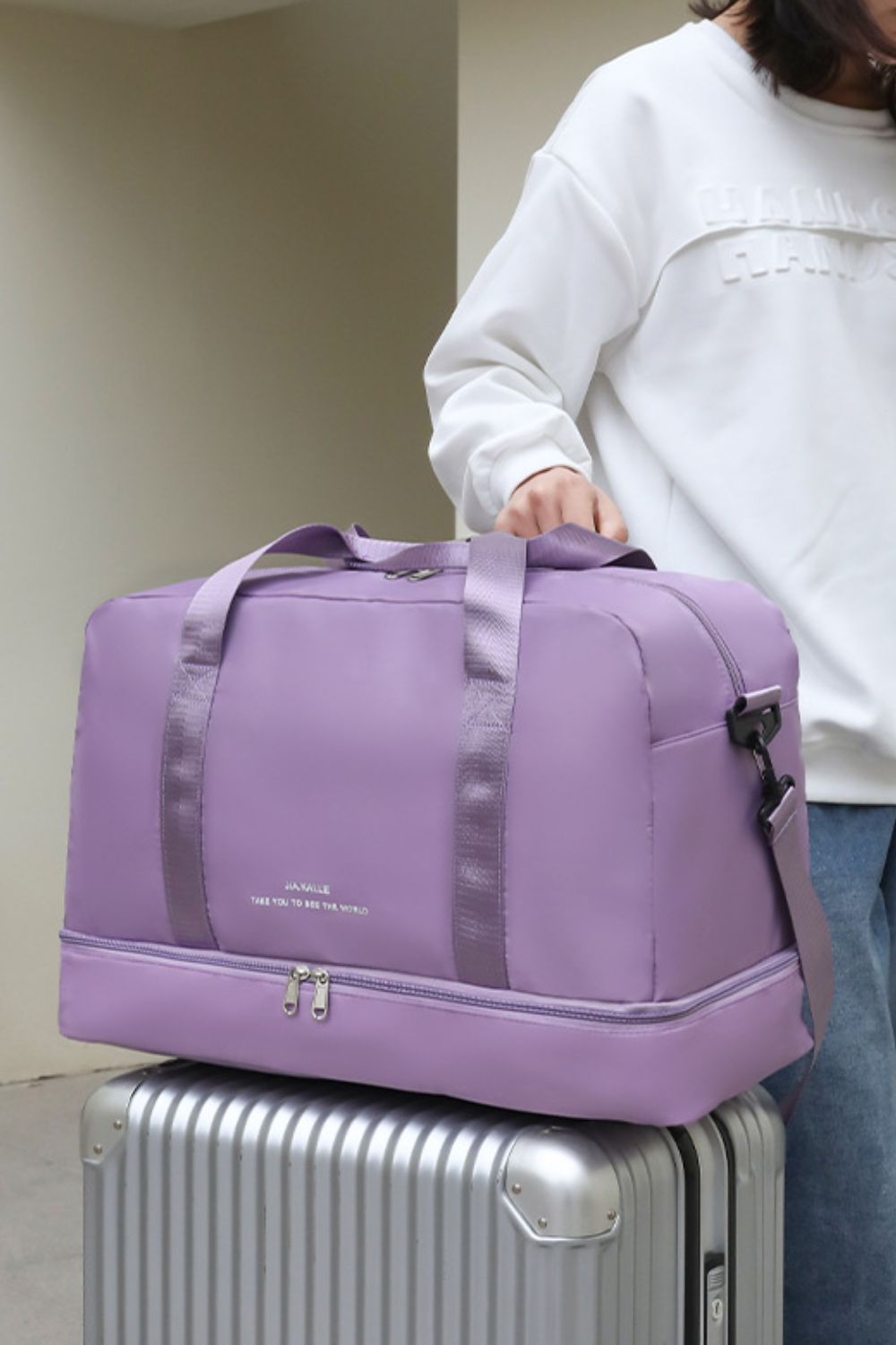 Nylon Dry and Wet Separation Travel Bag-HANDBAGS-[Adult]-[Female]-Vivid Violet-One Size-2022 Online Blue Zone Planet