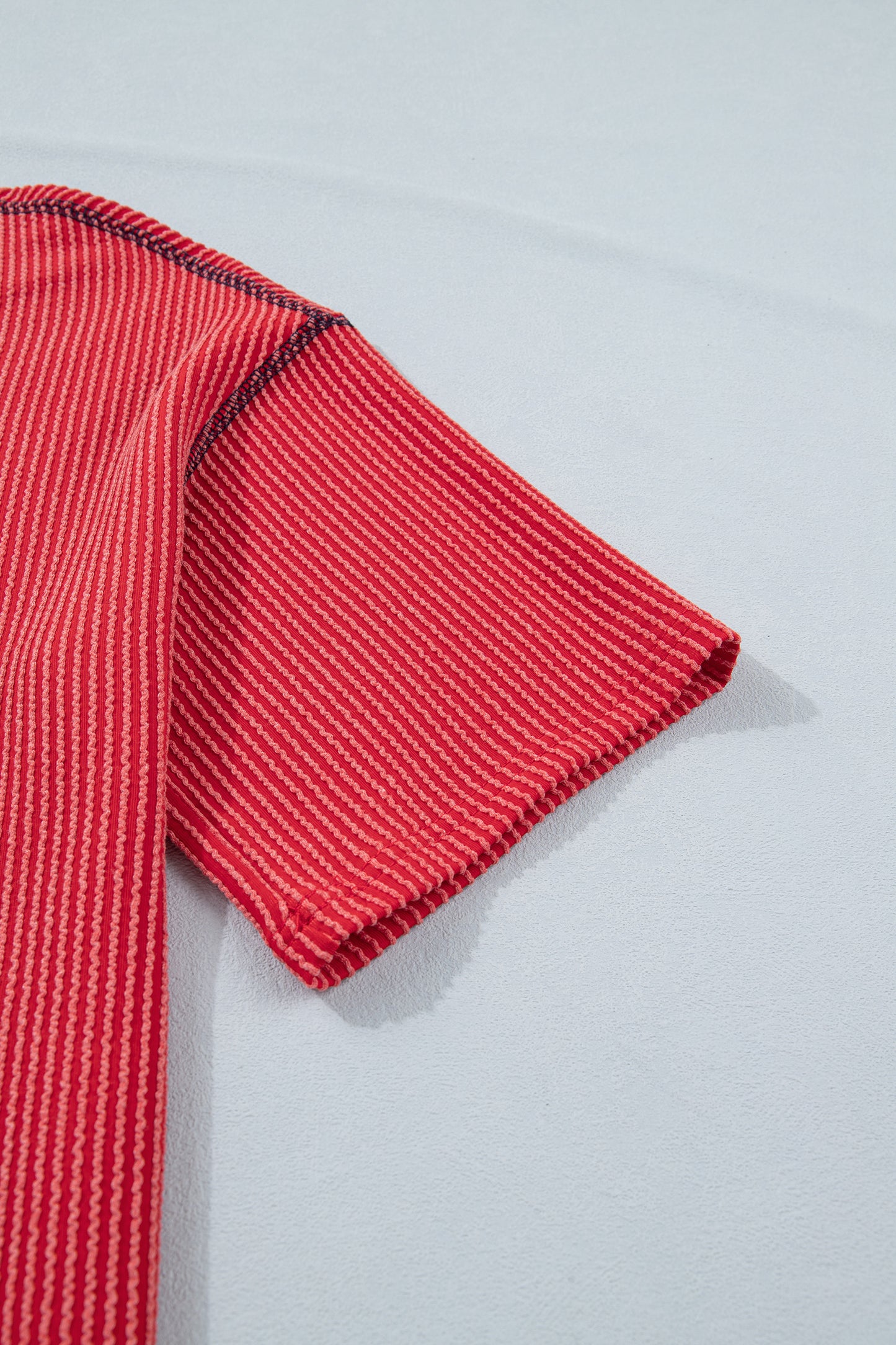 Fiery Red Usa Graphic Half Sleeve Loose Ribbed Top-Tops/Tops & Tees-[Adult]-[Female]-2022 Online Blue Zone Planet