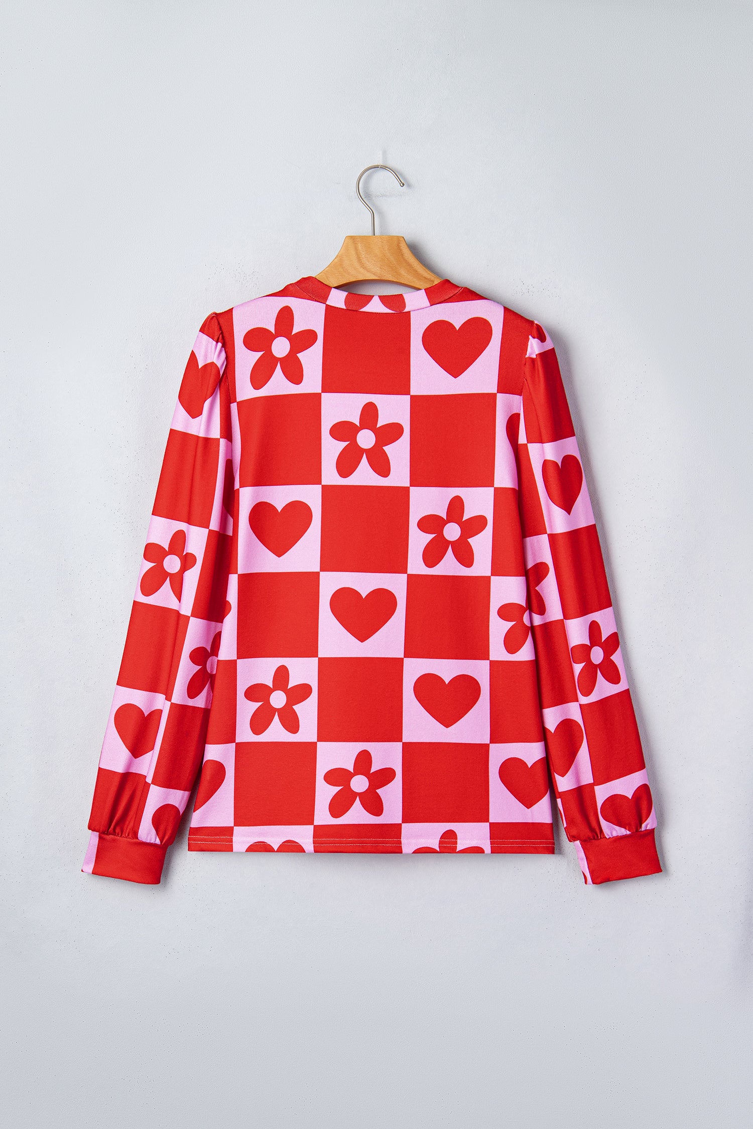 Beige Flower Heart Festive Valentine Blouse-Tops/Blouses & Shirts-[Adult]-[Female]-2022 Online Blue Zone Planet