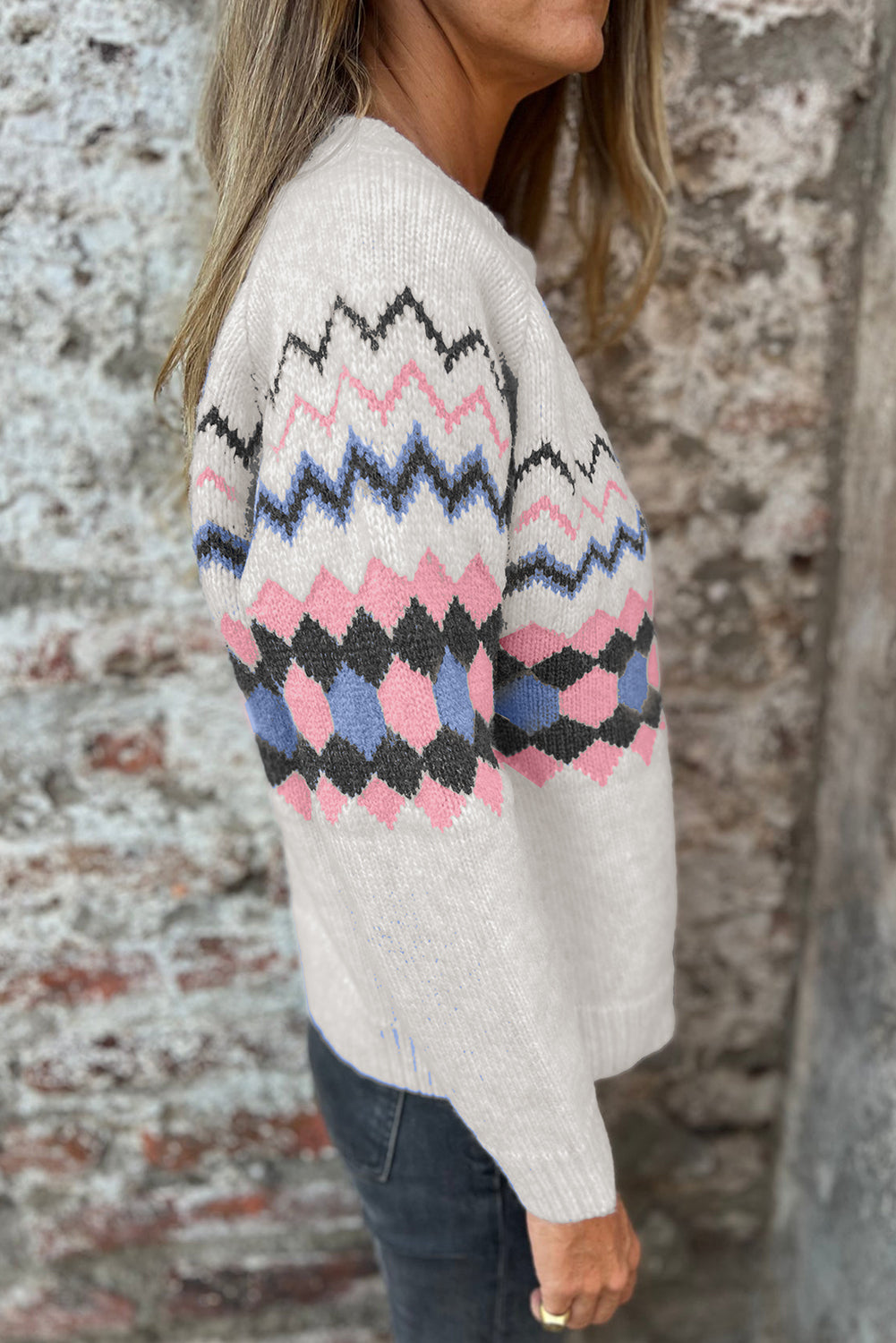 Pink Stripe Geometric Button Up Sweater Cardigan-TOPS / DRESSES-[Adult]-[Female]-2022 Online Blue Zone Planet