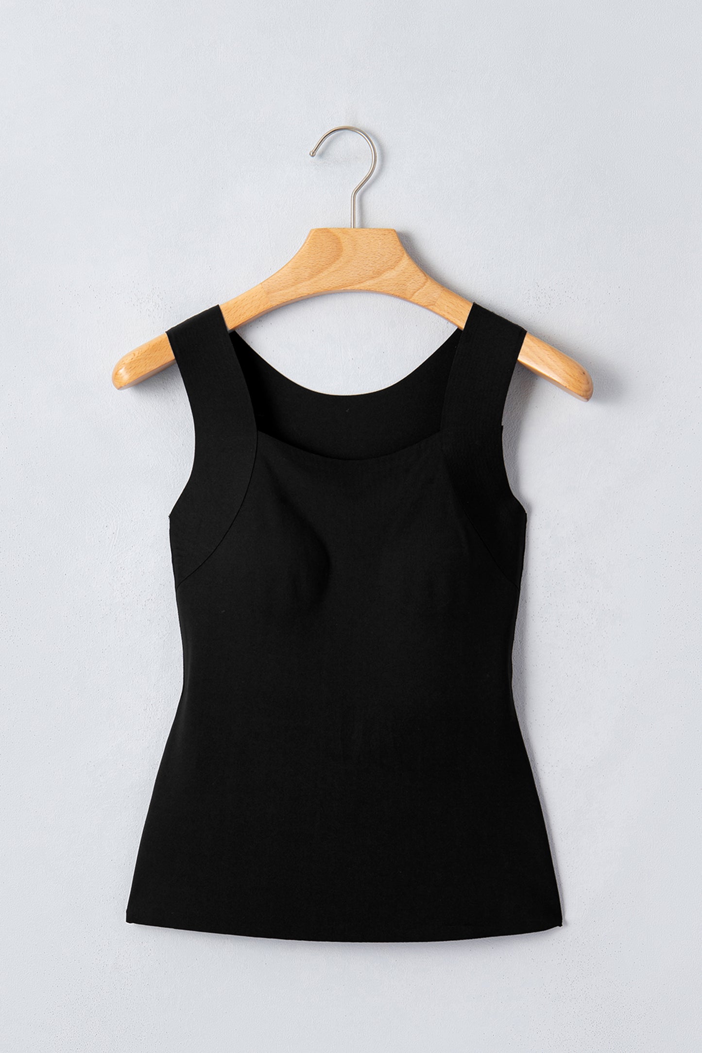 Black Solid Color Wide Strap Splicing Athleisure Tank Top-Tops/Tank Tops-[Adult]-[Female]-2022 Online Blue Zone Planet