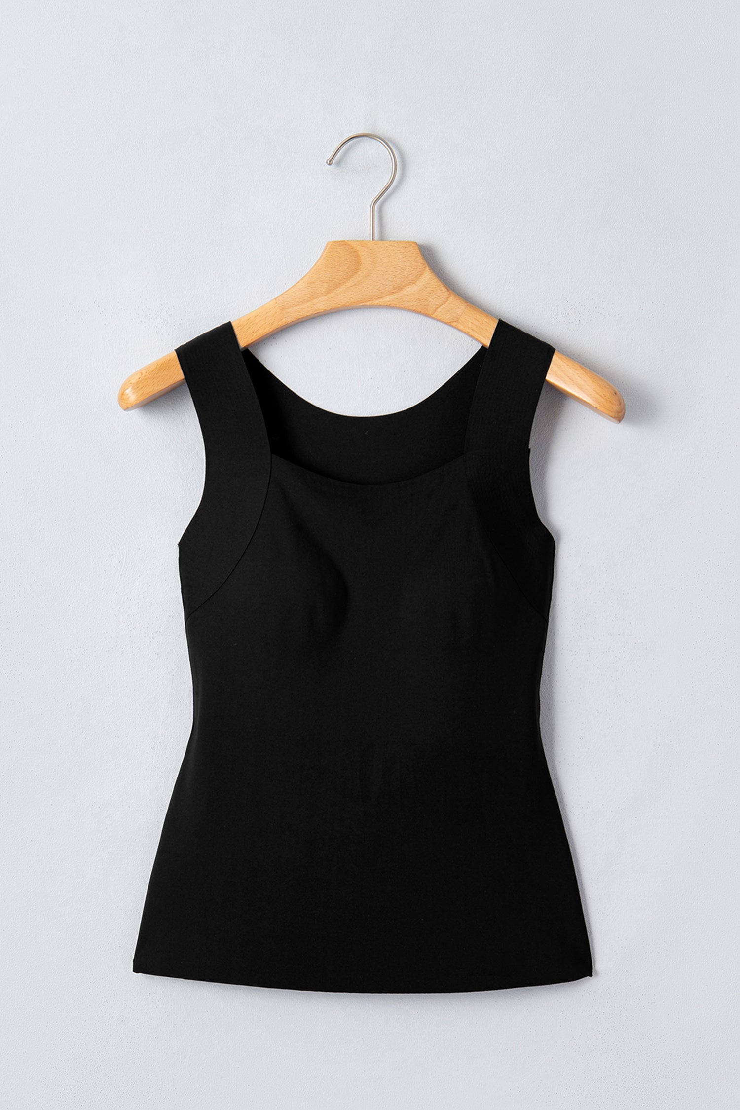 Black Solid Color Wide Strap Splicing Athleisure Tank Top-Tops/Tank Tops-[Adult]-[Female]-2022 Online Blue Zone Planet