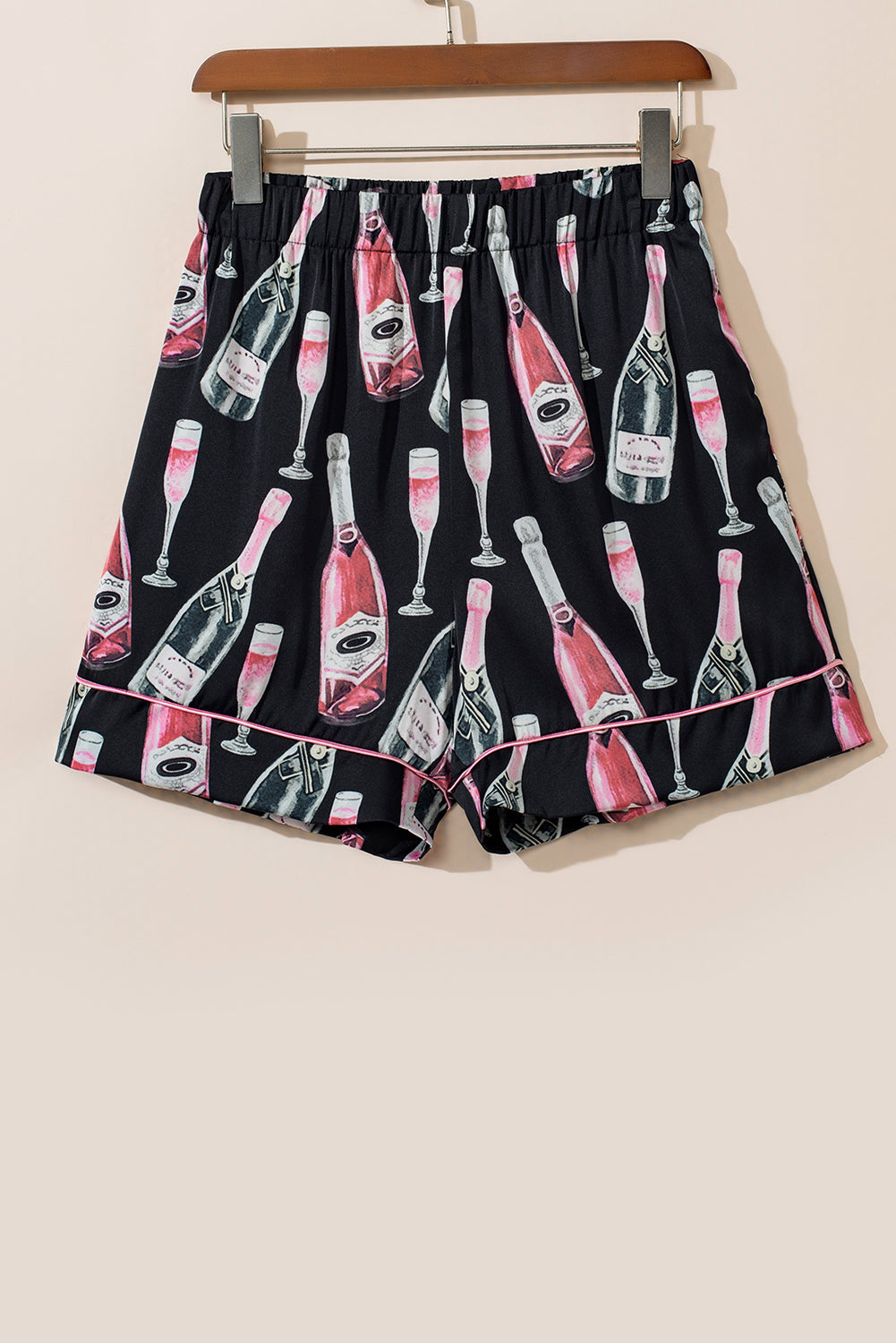 Champagne Print Short Sleeve Top and Shorts Set-TOPS / DRESSES-[Adult]-[Female]-2022 Online Blue Zone Planet