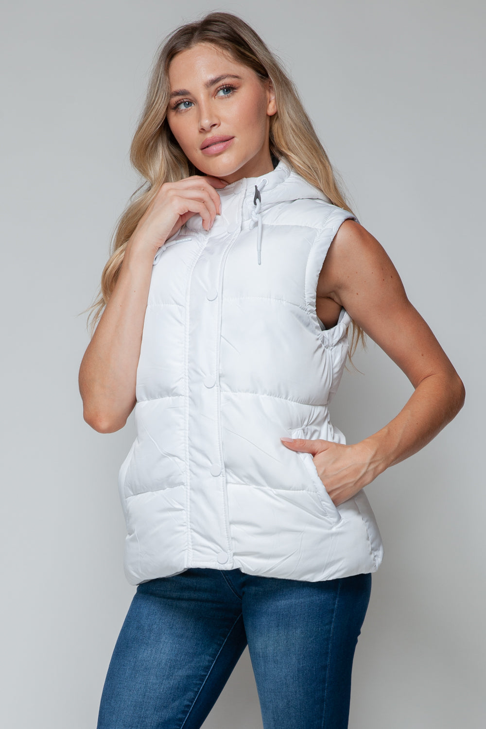 Snobbish Snap and Zip Closure Hooded Vest-TOPS / DRESSES-[Adult]-[Female]-2022 Online Blue Zone Planet