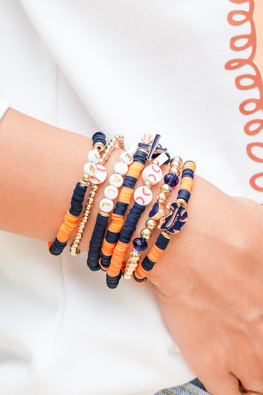 Russet Orange 7pcs Game Day Football Stackable Bracelet Set-Accessories/Jewelry-[Adult]-[Female]-Russet Orange-ONE SIZE-2022 Online Blue Zone Planet