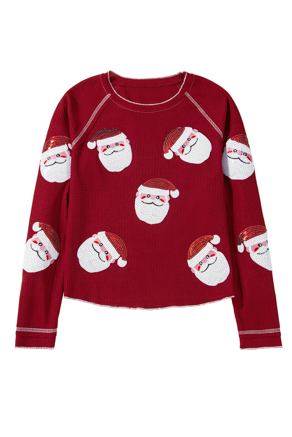 Red Casual Santa Claus Round Neck Graphic Sweatshirt-Graphic Sweatshirts-[Adult]-[Female]-2022 Online Blue Zone Planet