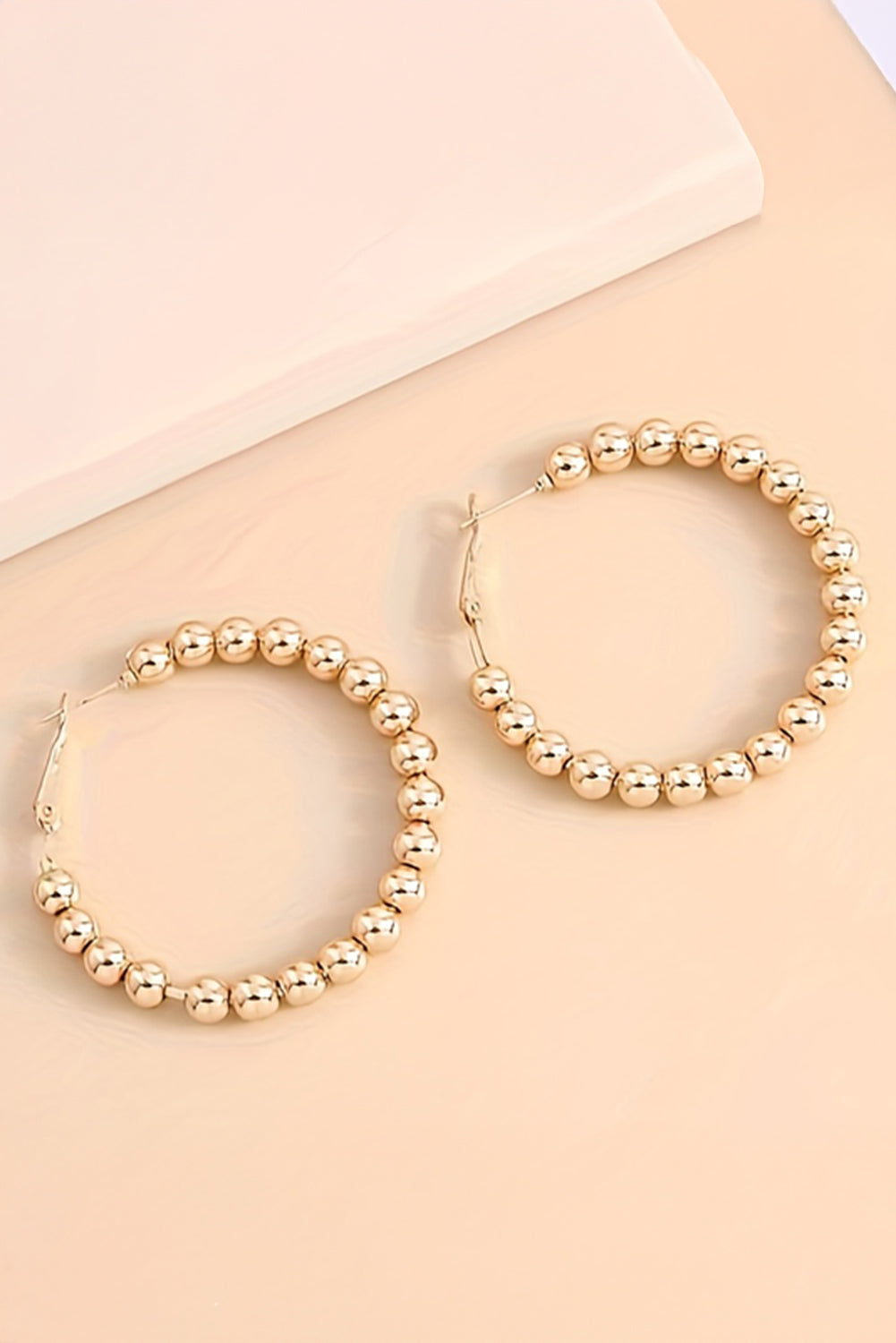 Gold Plated Beads Alloy Hoop Earrings-Accessories/Jewelry-[Adult]-[Female]-2022 Online Blue Zone Planet