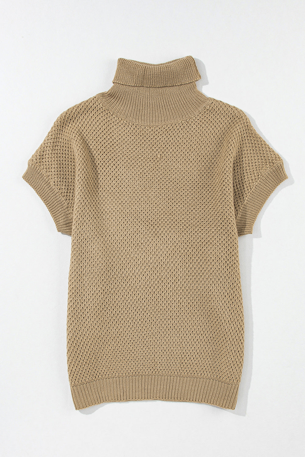 Blue Zone Planet | Solid Color Turtleneck Short Sleeve Sweater-TOPS / DRESSES-[Adult]-[Female]-2022 Online Blue Zone Planet