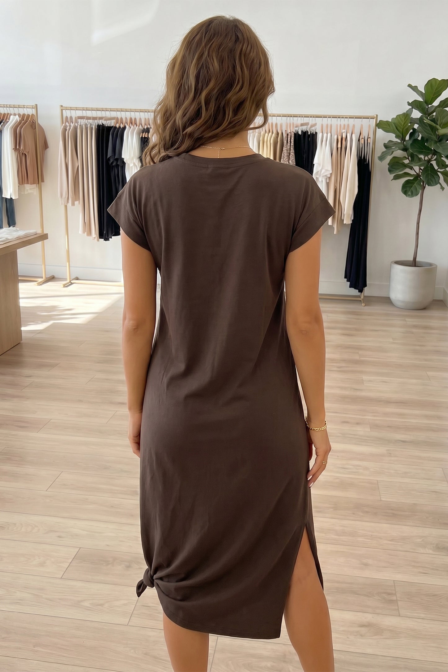 Red Sandalwood Rhinestone Western Graphic Side Slit Midi T-Shirt Dress-TOPS / DRESSES-[Adult]-[Female]-2022 Online Blue Zone Planet