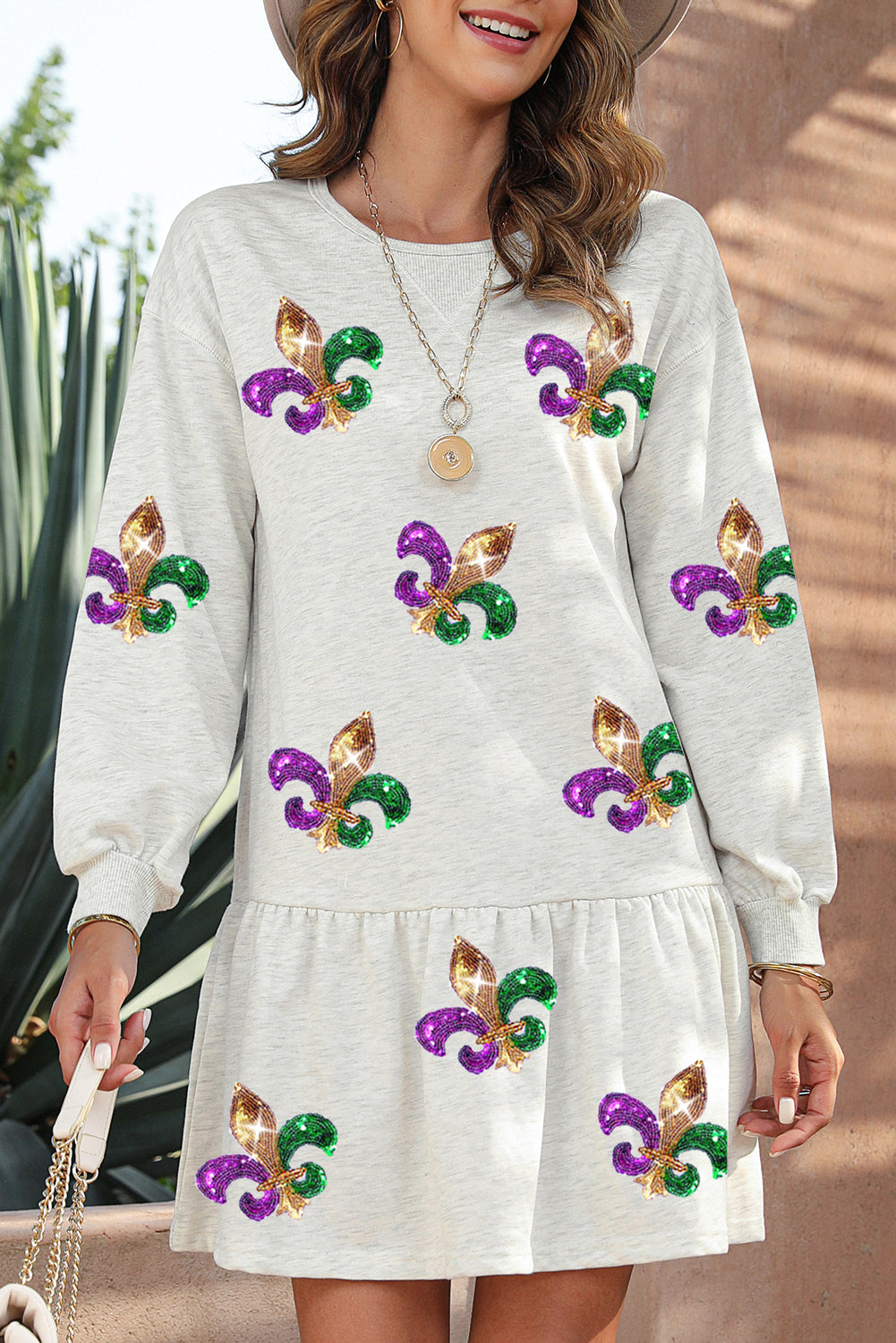 mardi gras short dress Mardi Gras Dresses for Women New Orleans Carnival Themed Party Dress Casual  Long Sleeve Mardi Gras Parade Tshirts Dress Vestido Elegante para Mujer De  Fiesta at Amazon Women's Clothing store