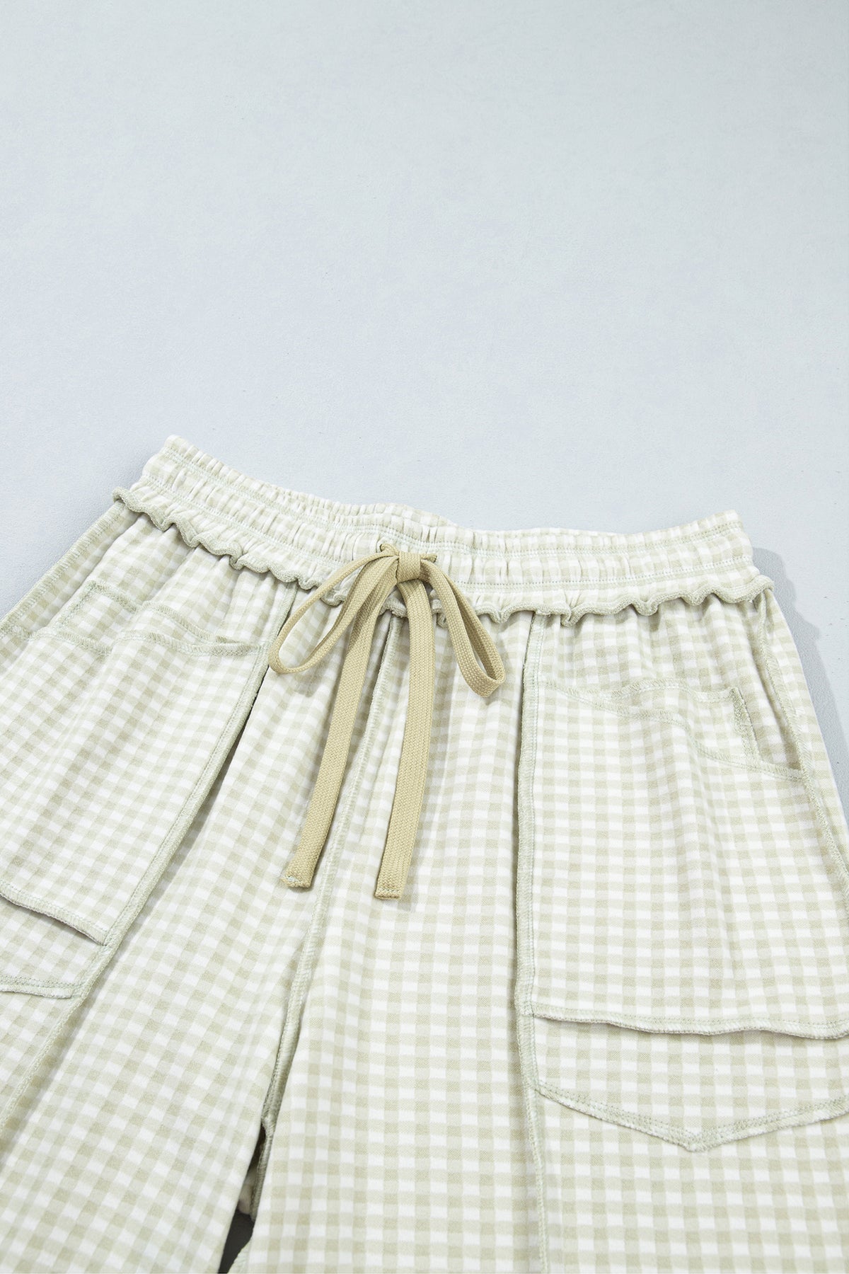 Red Plaid Contrast Trim Drawstring Elastic Waist Shift Pants-Bottoms/Pants & Culotte-[Adult]-[Female]-2022 Online Blue Zone Planet