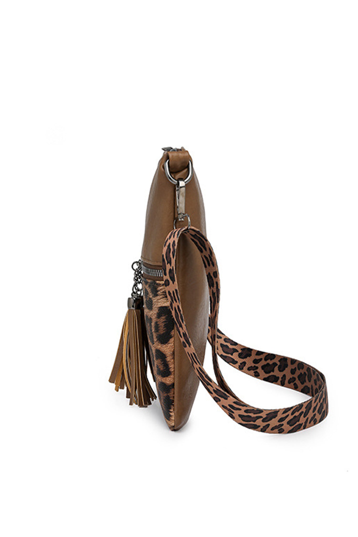 Coffee Leopard Contrast PU Leather Single Shoulder Mini Bag-Shoes & Bags/Shoulder Bags-[Adult]-[Female]-2022 Online Blue Zone Planet