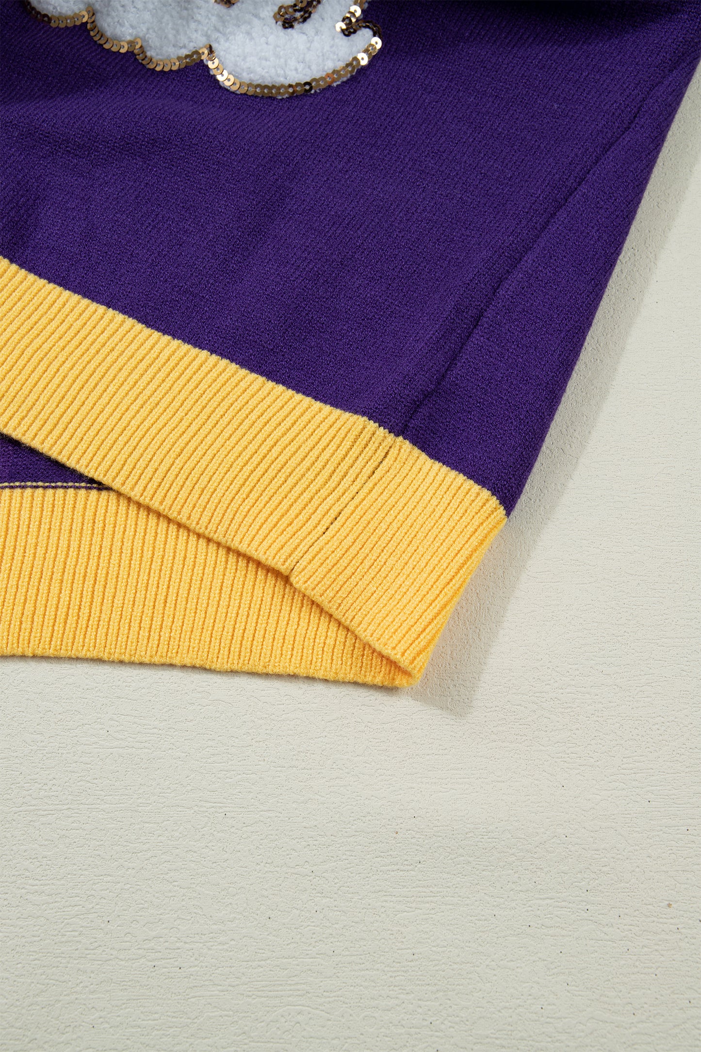 Tillandsia Purple Colorblock Patchwork Fuzzy Mardi Gras Graphic Sweater-TOPS / DRESSES-[Adult]-[Female]-2022 Online Blue Zone Planet