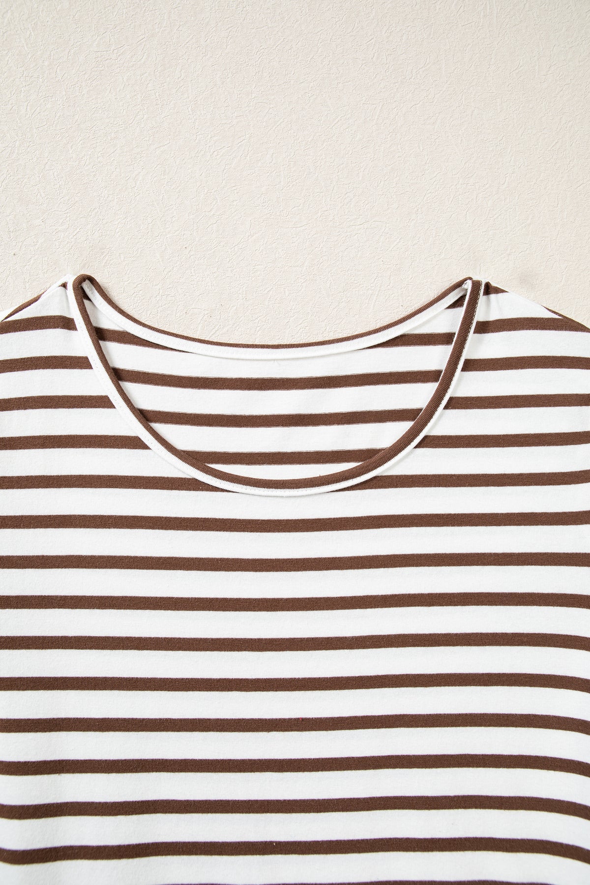 Brown Stripe Ribbed Knit Long Sleeve Bodice Contrast Patchwork Flared Dress-TOPS / DRESSES-[Adult]-[Female]-2022 Online Blue Zone Planet