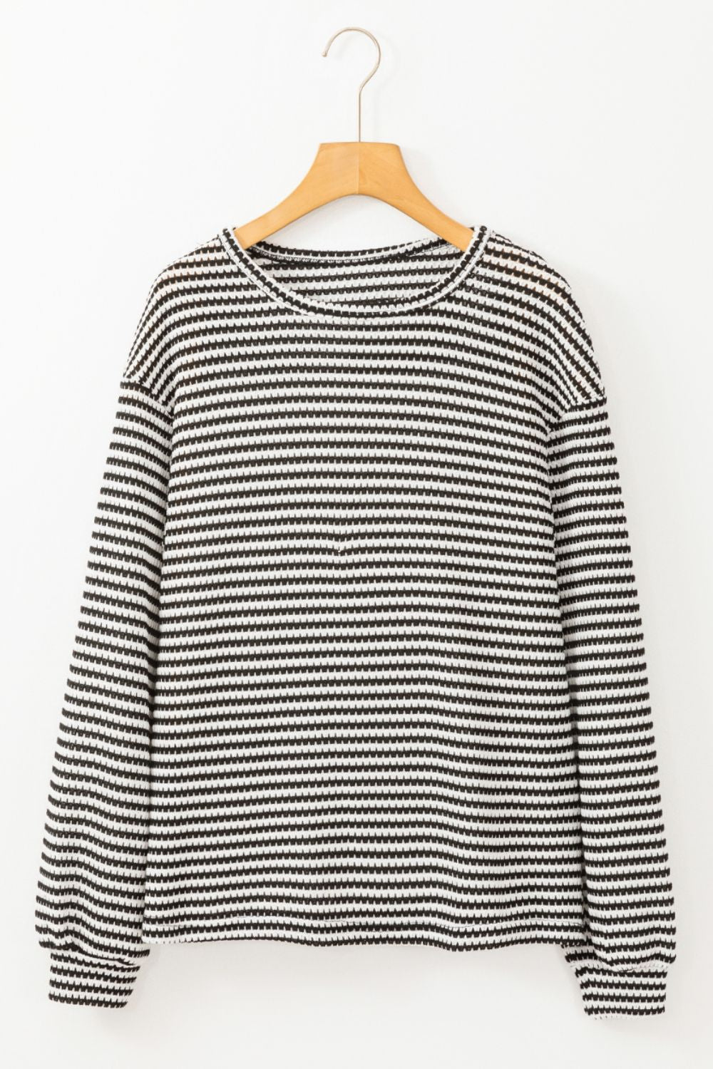 Blue Zone Planet | Striped Round Neck Long Sleeve Top-TOPS / DRESSES-[Adult]-[Female]-2022 Online Blue Zone Planet