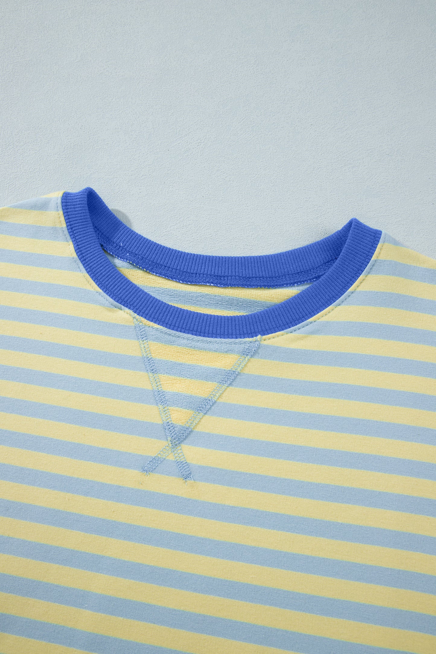 Pink Stripe Colorblock Trim Crew Neck Loose Tee Drawstring Elastic Waist 2pcs Pant Set-Two Piece Sets/Pant Sets-[Adult]-[Female]-2022 Online Blue Zone Planet