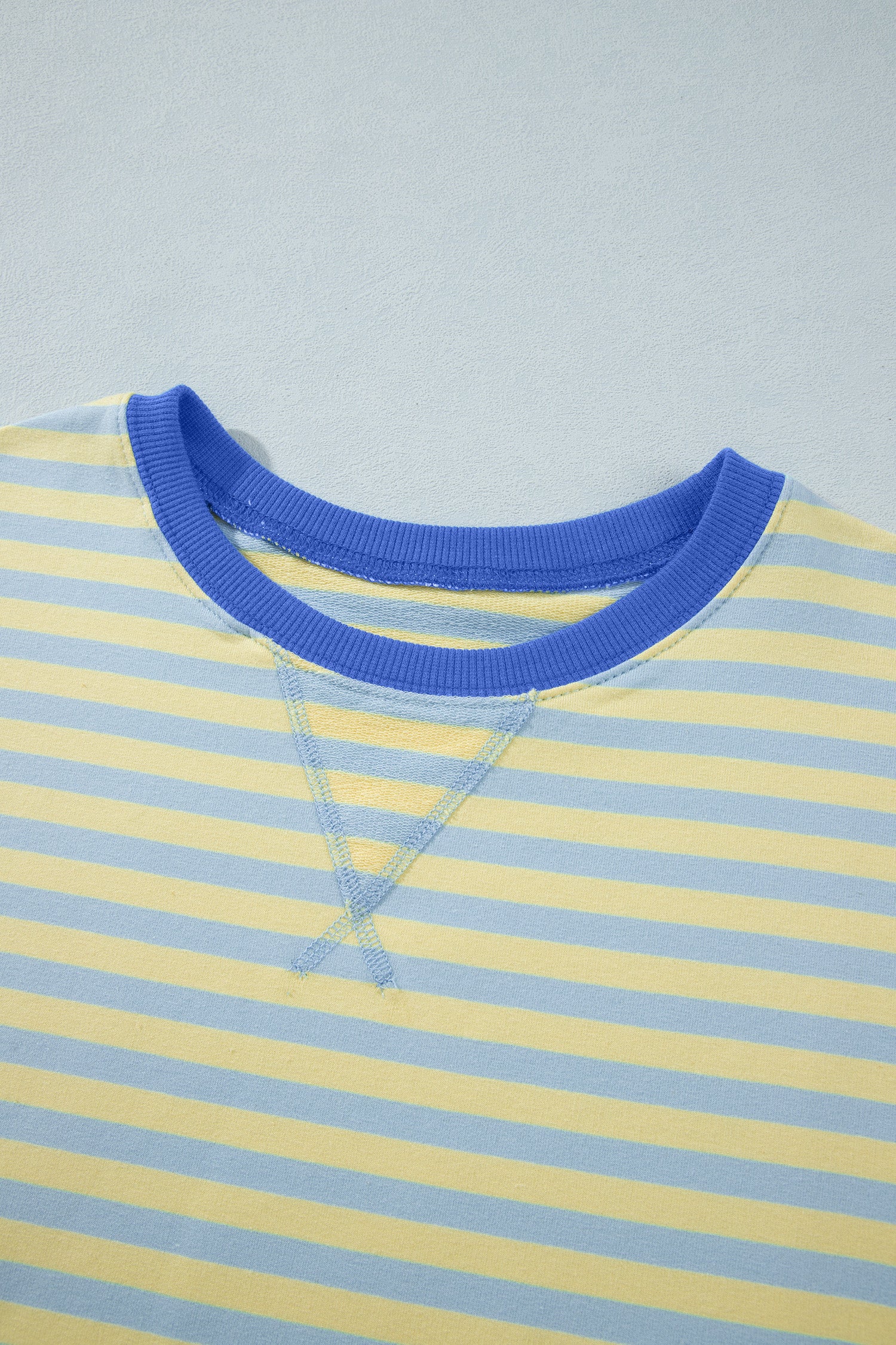 Pink Stripe Colorblock Trim Crew Neck Loose Tee Drawstring Elastic Waist 2pcs Pant Set-Two Piece Sets/Pant Sets-[Adult]-[Female]-2022 Online Blue Zone Planet
