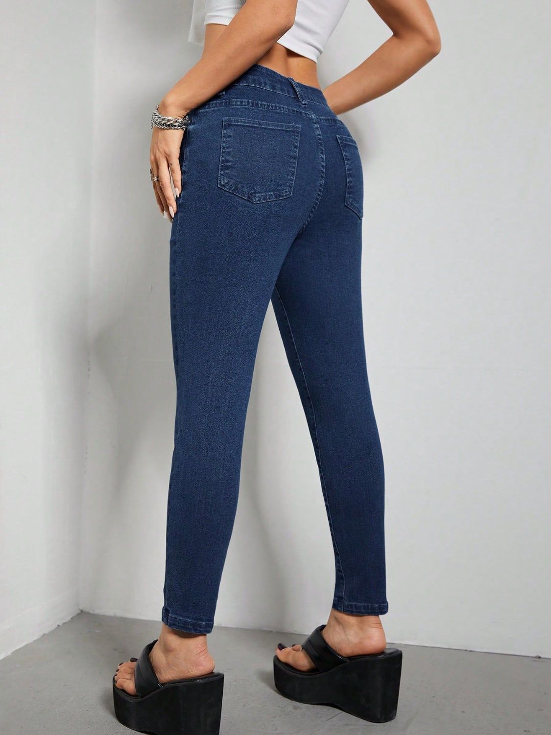 Blue Zone Planet | Skinny Jeans with Pockets-BOTTOMS SIZES SMALL MEDIUM LARGE-[Adult]-[Female]-2022 Online Blue Zone Planet