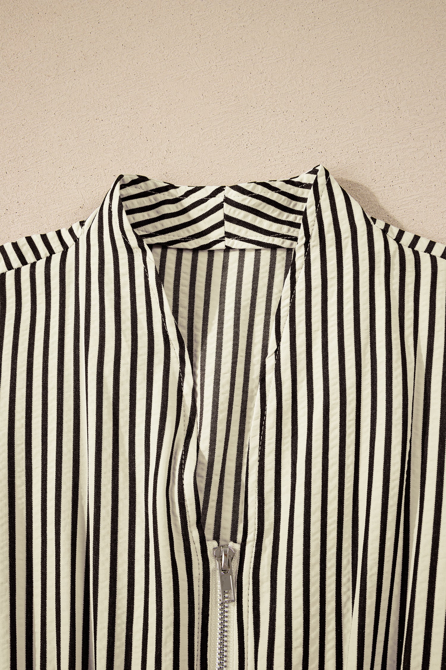 Black Stripe V Neck Zip Front Cinched High Waist Midi Dress-TOPS / DRESSES-[Adult]-[Female]-2022 Online Blue Zone Planet