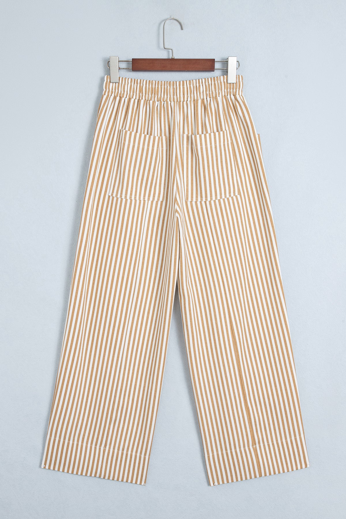 Apricot Stripe Ribbon Drawstring Waist Full-Length Shift Pant-Bottoms/Pants & Culotte-[Adult]-[Female]-2022 Online Blue Zone Planet