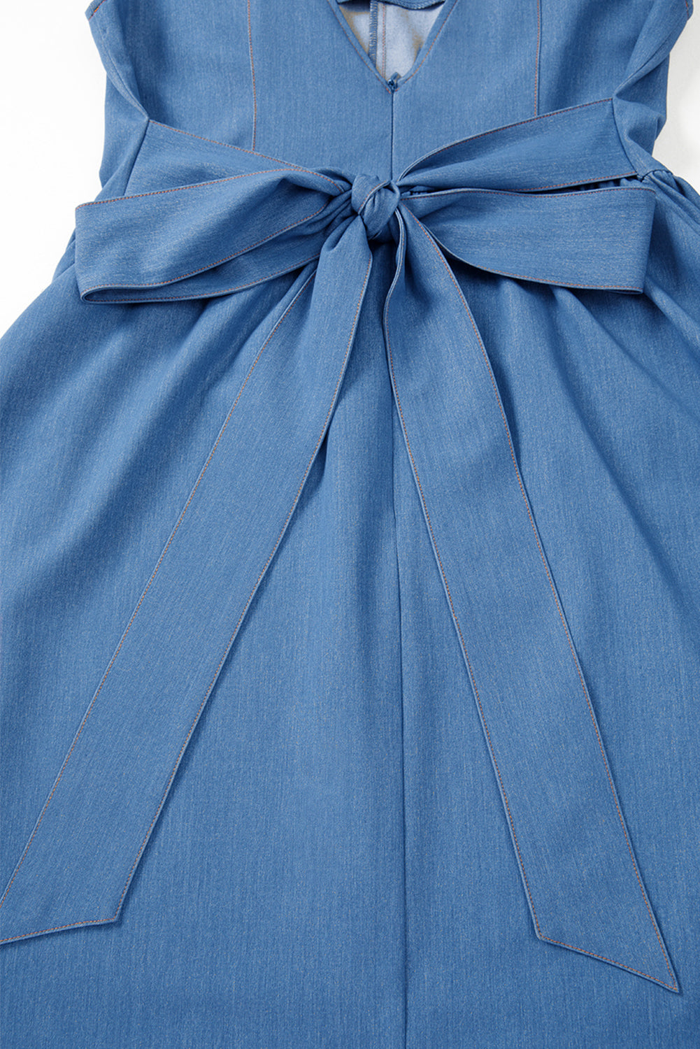 Myosotis Square Neck Pleated Waist V Cut Backless Tied Fit And Flare Dress-TOPS / DRESSES-[Adult]-[Female]-2022 Online Blue Zone Planet