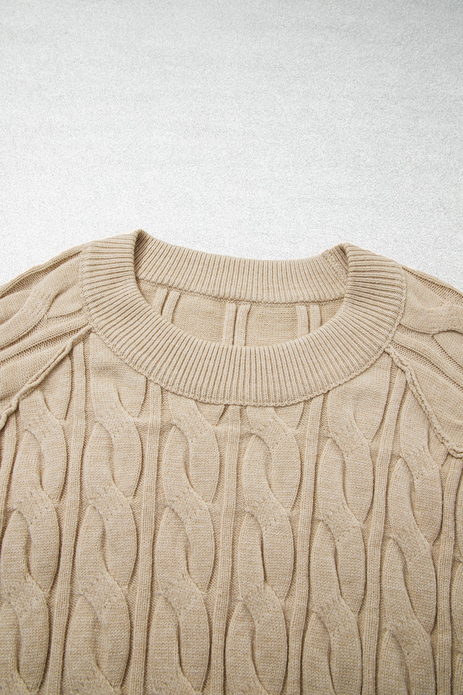 Parchment Oversized Cable Knit Long Sleeve Round Neck Tunic Length Plus Size Sweater-TOPS / DRESSES-[Adult]-[Female]-2022 Online Blue Zone Planet